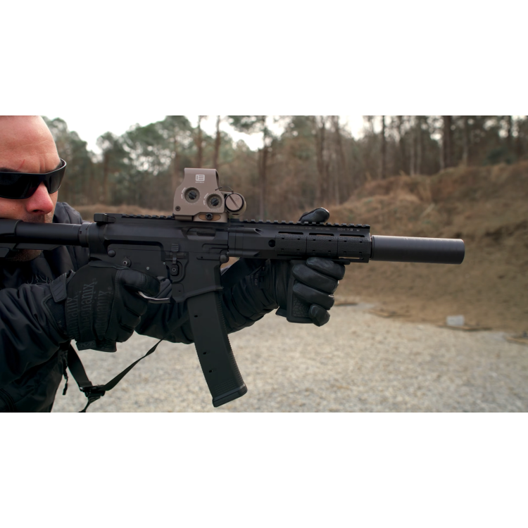 Samonabíjecí pistole DDPCC SBR 8,3", pažba Maxim Defense, cal. 9 mm Luger, Daniel Defense