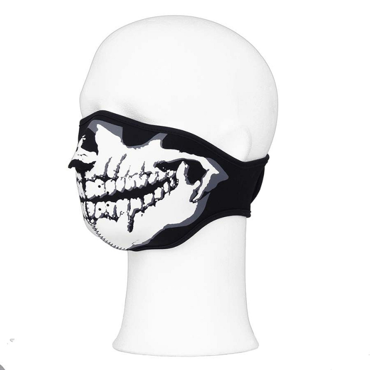 Neoprenová maska half face white skull, 101 INC