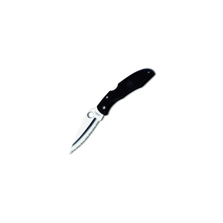 Nůž Spyderco Endura 4, zubaté ostří, černá rukojeť FRN