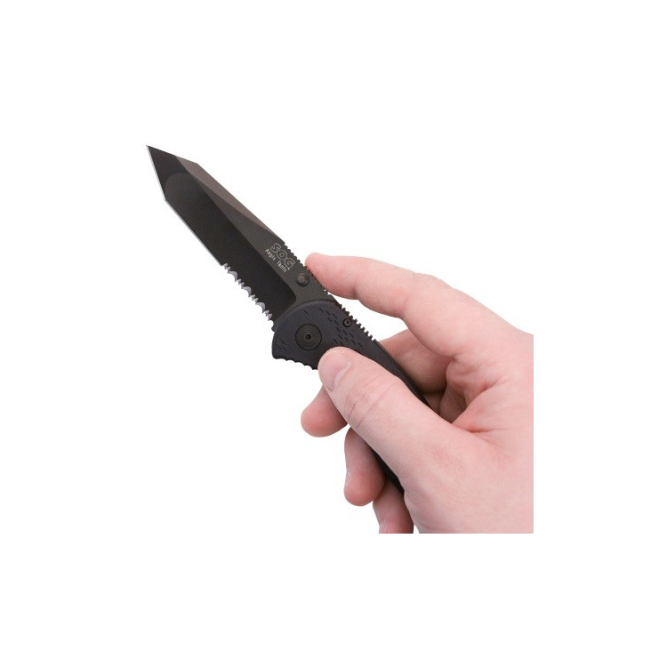 Zavírací nůž SOG Aegis, černé tanto, kombinované ostří - Zavírací nůž SOG Aegis, černé tanto, kombinované ostří