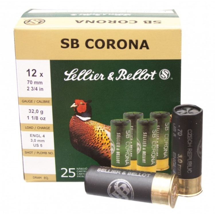 Brokové náboje 12/70 Corona, 32 g, 3,0 mm, 25 ks, Sellier &amp; Bellot