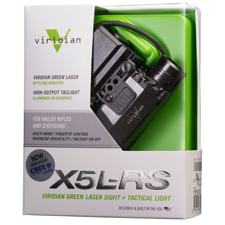 Viridian X5L-RS taktická svítilna se zeleným laserem a kabelovým spínačem do railu