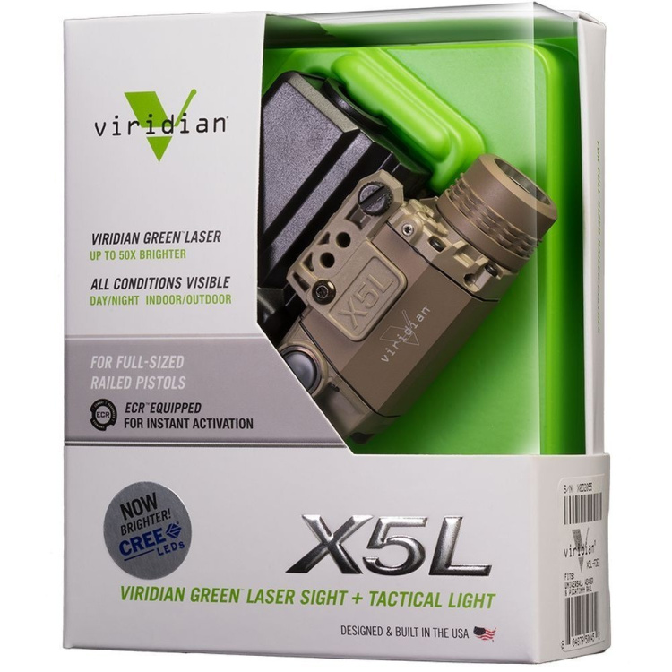 Viridian X5L taktická svítilna se zeleným laserem do railu