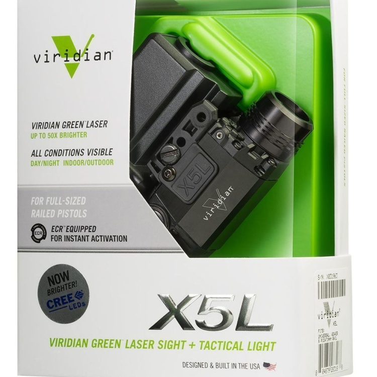 Viridian X5L taktická svítilna se zeleným laserem do railu