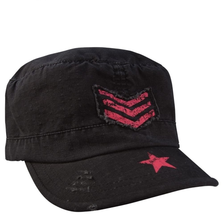Dámská kšiltovka Sgt. Stripe, Rothco, černá s růžovými znaky