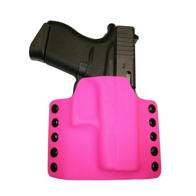 Kydex pouzdro pro Glock 43, pravé, plný swtg., růžová/fosforová, RH Holsters